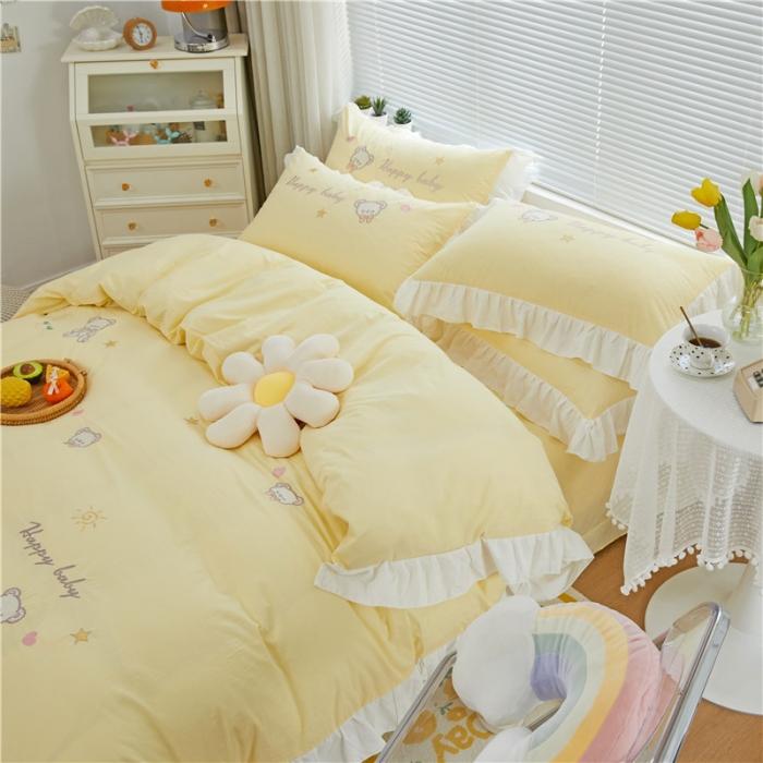 91家纺网 家纺一手货源 找家纺 （总）亲亲公主2025全棉水洗棉卡通可爱风刺绣四件套