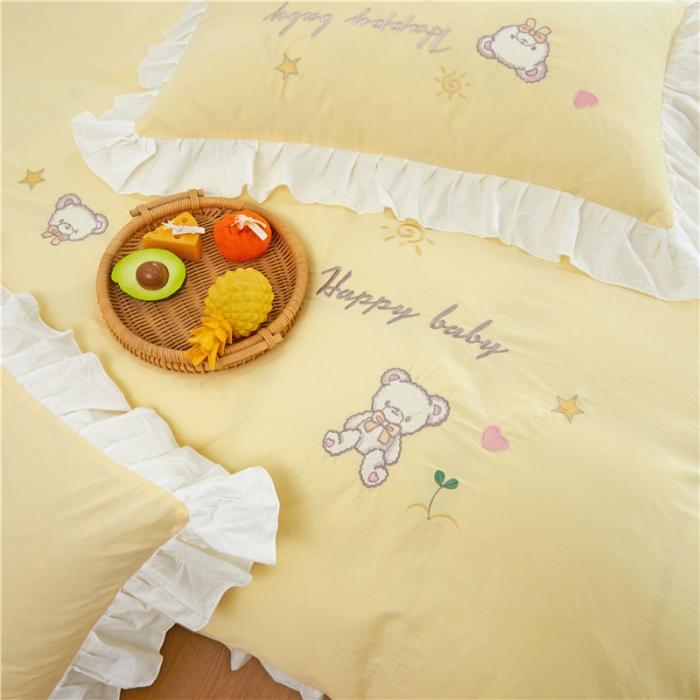 91家纺网 家纺一手货源 找家纺 （总）亲亲公主2025全棉水洗棉卡通可爱风刺绣四件套