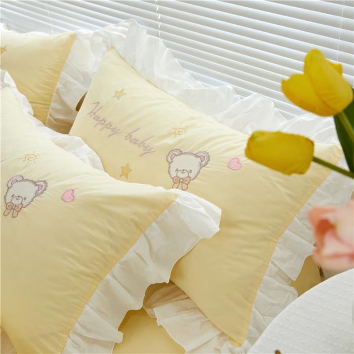 91家纺网 家纺一手货源 找家纺 （总）亲亲公主2025全棉水洗棉卡通可爱风刺绣四件套