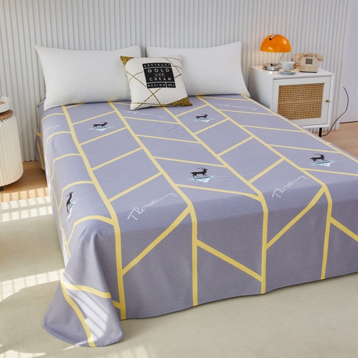 91家纺网 家纺一手货源 找家纺 杜先生 2023新款全棉加厚喷气活性磨毛圆角床单 快乐露营-灰