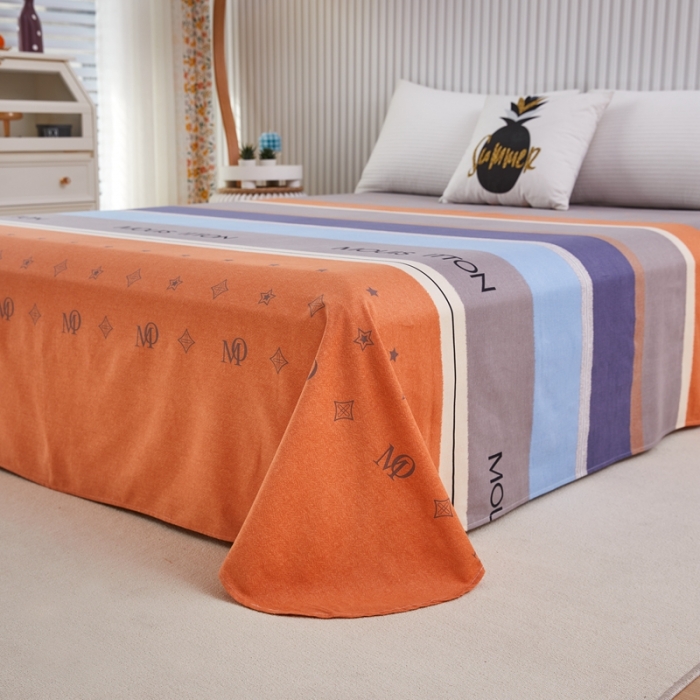 91家纺网 家纺一手货源 找家纺 杜先生 2023新款全棉加厚喷气活性磨毛圆角床单 圣托里尼-桔