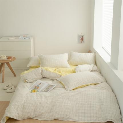 91家纺网 家纺一手货源 找家纺 （总）玛奇朵2022色织提花水洗棉四件套-彩格系列 棚拍图