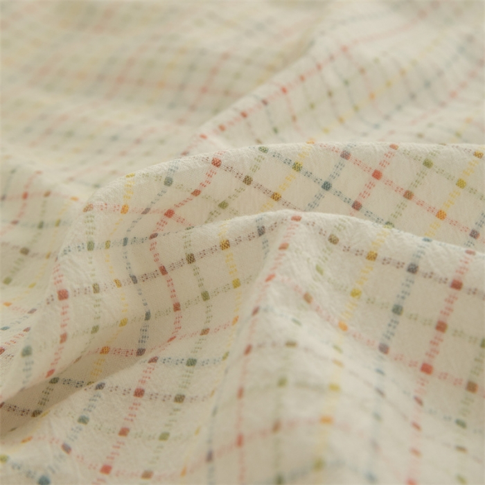 91家纺网 家纺一手货源 找家纺 （总）玛奇朵2022色织提花水洗棉四件套-彩格系列 棚拍图