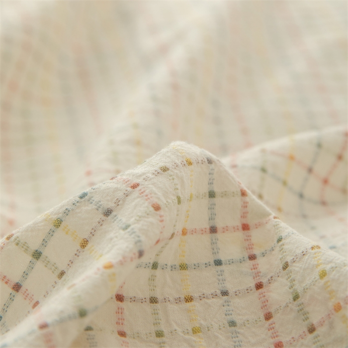 91家纺网 家纺一手货源 找家纺 玛奇朵2022色织提花水洗棉四件套-彩格系列 棚拍图 彩格 蓝