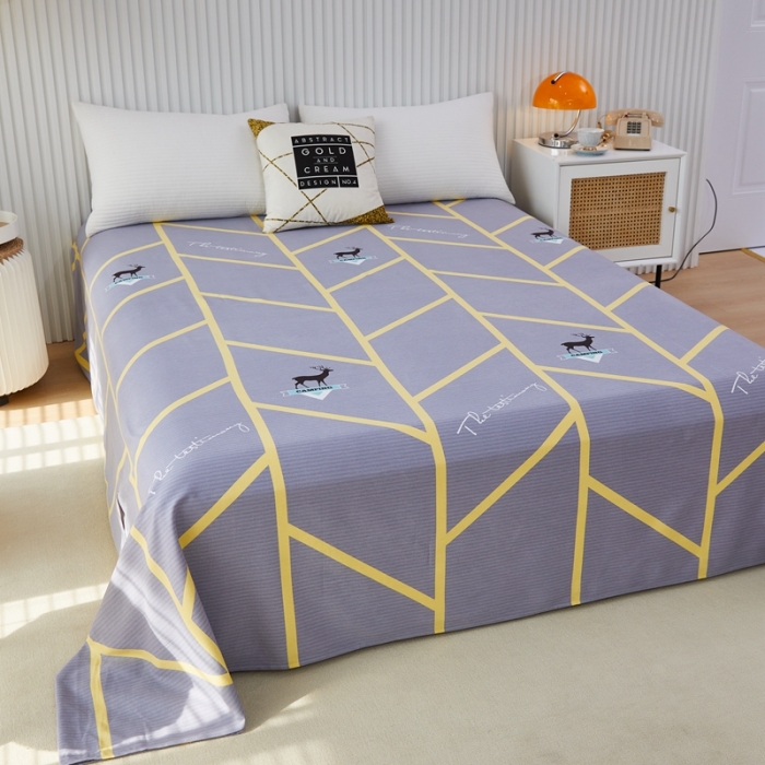 91家纺网 家纺一手货源 找家纺 杜先生 2023新款全棉加厚喷气活性磨毛直角床单 快乐露营-灰