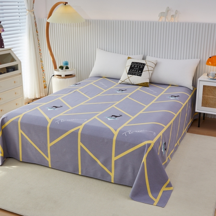 91家纺网 家纺一手货源 找家纺 杜先生 2023新款全棉加厚喷气活性磨毛直角床单 快乐露营-灰