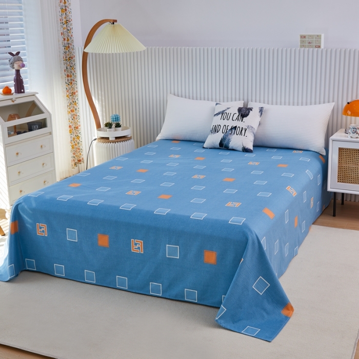 91家纺网 家纺一手货源 找家纺 杜先生 2023新款全棉加厚喷气活性磨毛直角床单 梦幻空间-蓝