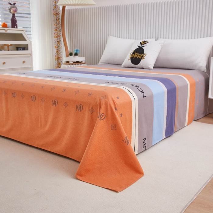 91家纺网 家纺一手货源 找家纺 杜先生 2023新款全棉加厚喷气活性磨毛直角床单 圣托里尼-桔