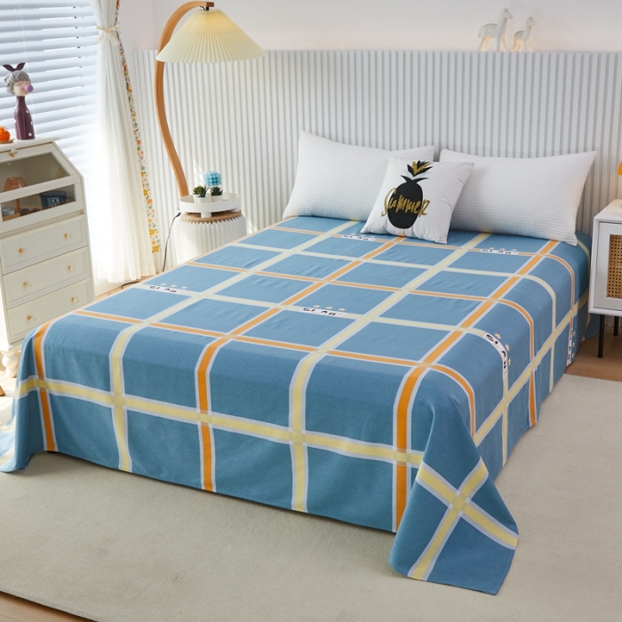 91家纺网 家纺一手货源 找家纺 杜先生 2023新款全棉加厚喷气活性磨毛直角床单 星格-蓝