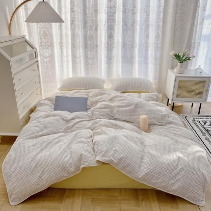 （总）玛奇朵 2022全棉提花水洗棉四件套-彩格系列 实拍图