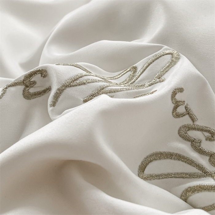 91家纺网 家纺一手货源 找家纺 眠帛 2022新款柔丝棉绣花四件套 繁花奶白