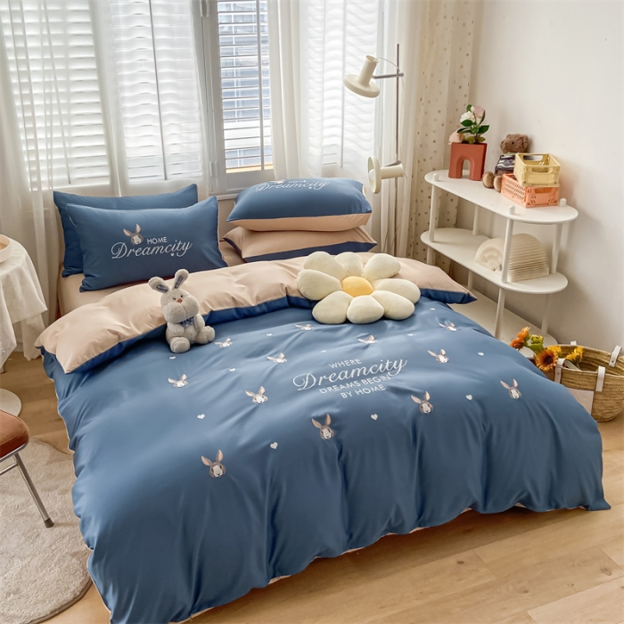 91家纺网 家纺一手货源 找家纺 眠帛 2022新款柔丝棉绣花四件套 伊洛宾利兰