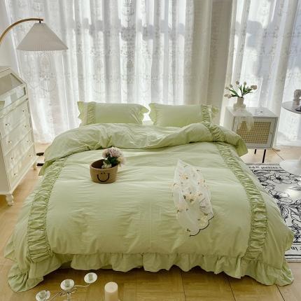 91家纺网 家纺一手货源 找家纺 （总）玛奇朵 新款40s全棉水洗棉花边四件套-恬蜜系列实拍图