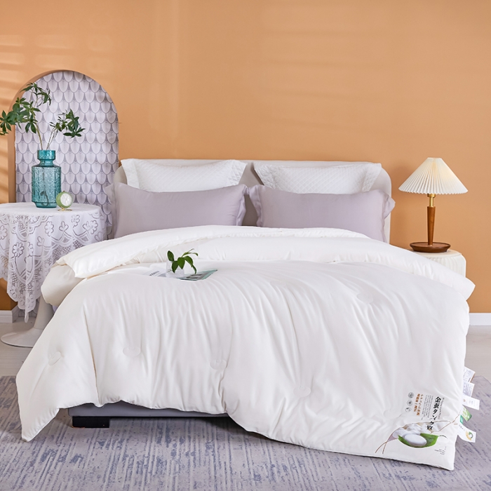 91家纺网 家纺一手货源 找家纺 丽卡家纺 2023新款春款蚕蛹棉蛋白春秋大豆被 蚕蛹棉蛋白大豆春秋被-白