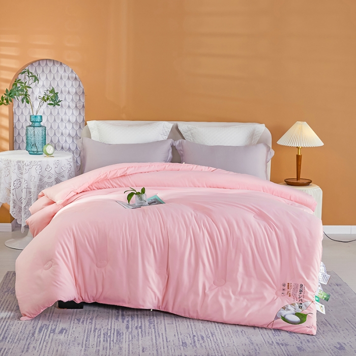 91家纺网 家纺一手货源 找家纺 丽卡家纺 2023新款春款蚕蛹棉蛋白春秋大豆被 蚕蛹棉蛋白大豆春秋被-粉