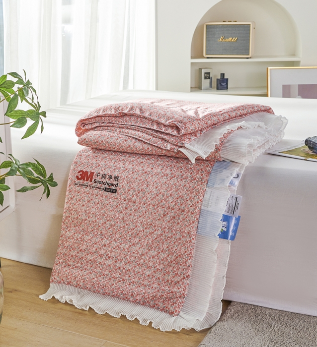 91家纺网 家纺一手货源 找家纺 丽卡家纺 2023新款凉感丝小香风大豆夏被 小香风-温柔粉