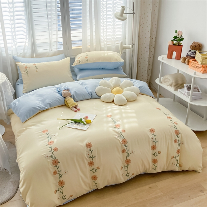 91家纺网 家纺一手货源 找家纺 （总）眠帛 2022新款柔丝棉绣花四件套