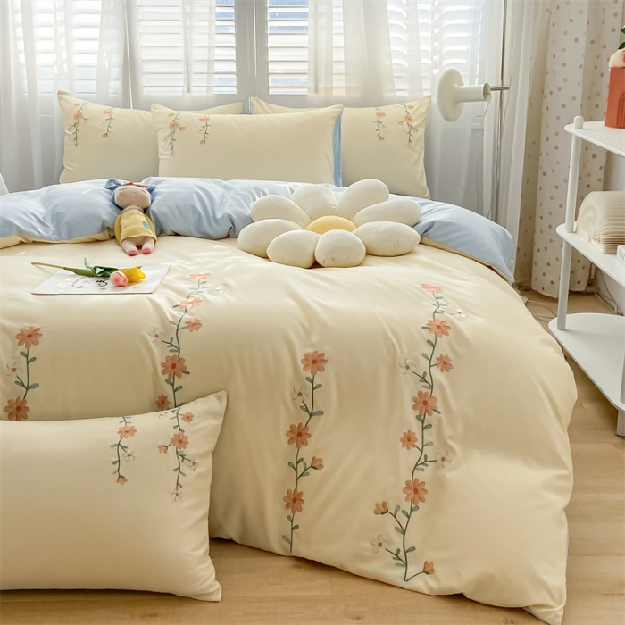 91家纺网 家纺一手货源 找家纺 （总）眠帛 2022新款柔丝棉绣花四件套