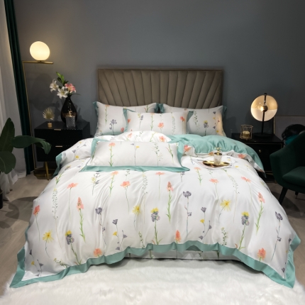 91家纺网 家纺一手货源 找家纺 朵美 2022新款60天丝数码印花夏被四件套