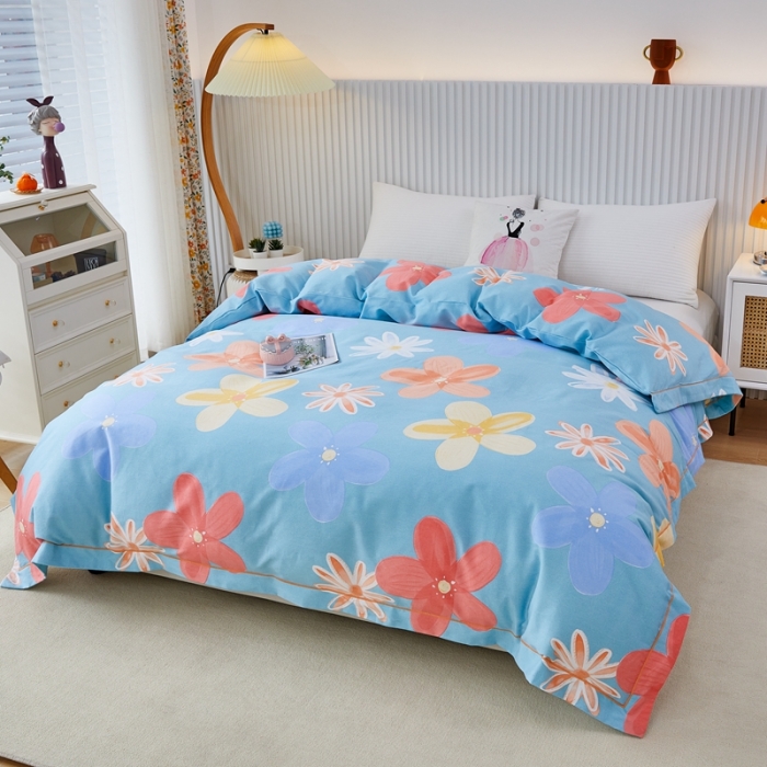 91家纺网 家纺一手货源 找家纺 杜先生 2023新款全棉加厚喷气活性磨毛单被套 花语时光-蓝