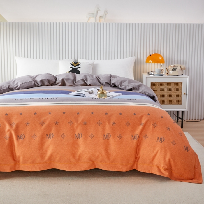 91家纺网 家纺一手货源 找家纺 杜先生 2023新款全棉加厚喷气活性磨毛单被套 圣托里尼-桔