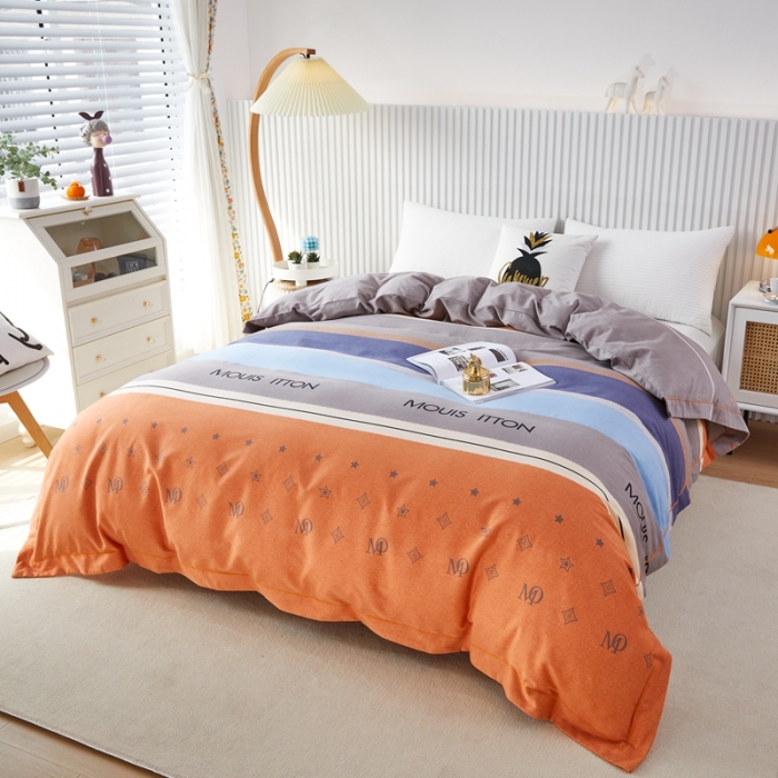 91家纺网 家纺一手货源 找家纺 杜先生 2023新款全棉加厚喷气活性磨毛单被套 圣托里尼-桔