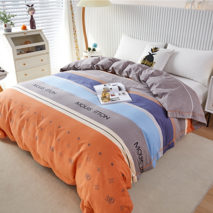 91家纺网 家纺一手货源 找家纺 杜先生 2023新款全棉加厚喷气活性磨毛单被套 圣托里尼-桔