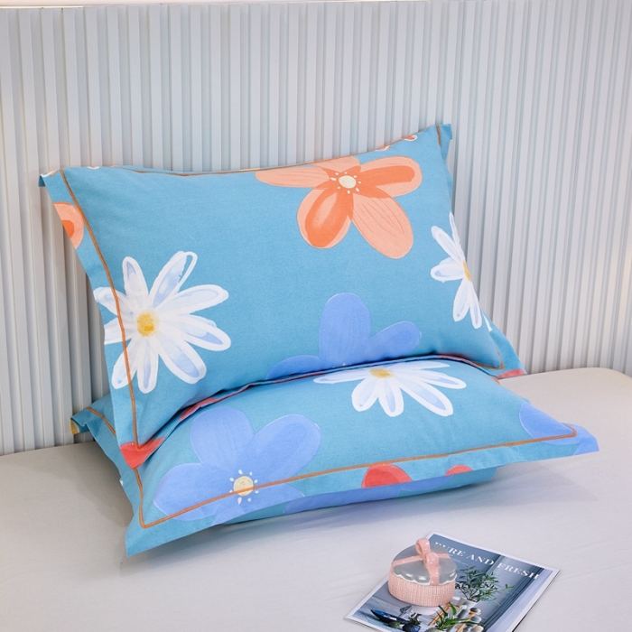 91家纺网 家纺一手货源 找家纺 杜先生新款全棉加厚喷气活性磨毛枕套48*74/对花语时光-蓝