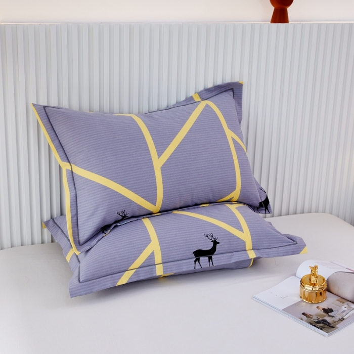 91家纺网 家纺一手货源 找家纺 杜先生新款全棉加厚喷气活性磨毛枕套48*74/对快乐露营-灰