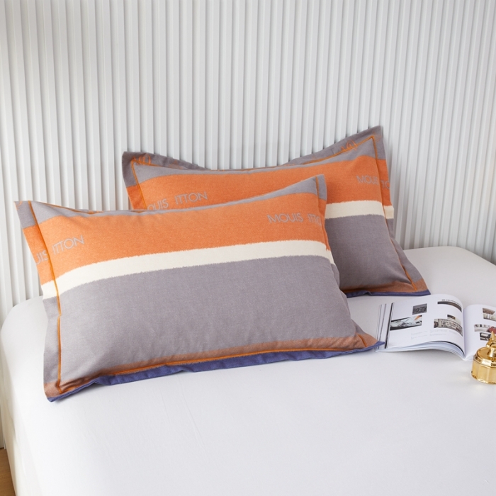 91家纺网 家纺一手货源 找家纺 杜先生新款全棉加厚喷气活性磨毛枕套48*74/对圣托里尼-桔