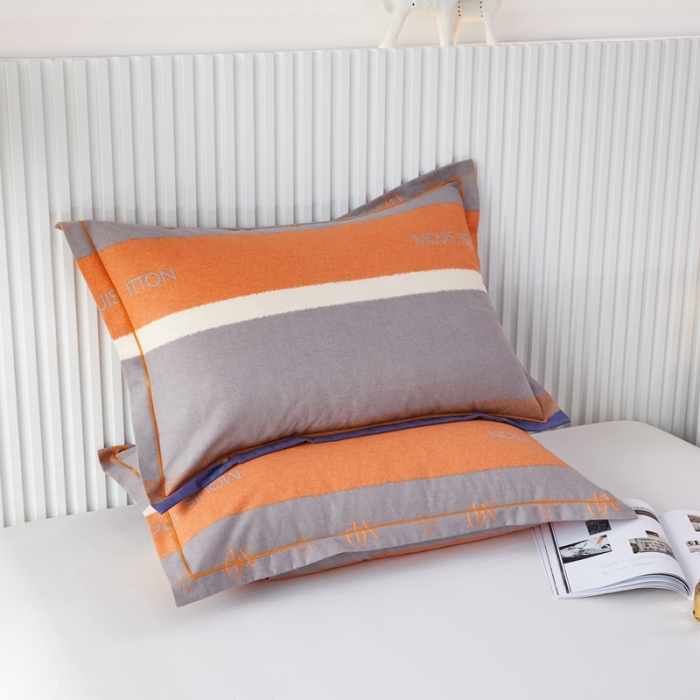 91家纺网 家纺一手货源 找家纺 杜先生新款全棉加厚喷气活性磨毛枕套48*74/对圣托里尼-桔