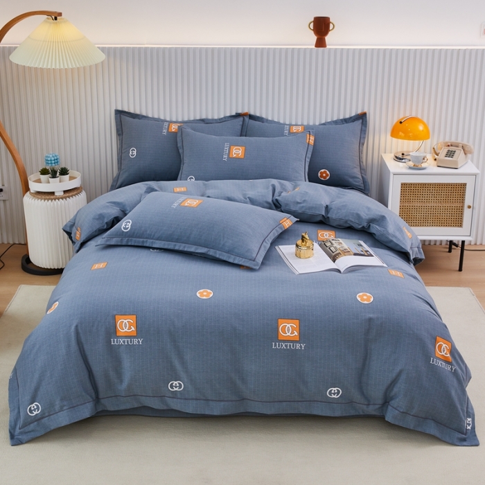 91家纺网 家纺一手货源 找家纺 杜先生 2023新款全棉加厚喷气活性磨毛系列四件套 景晨-灰