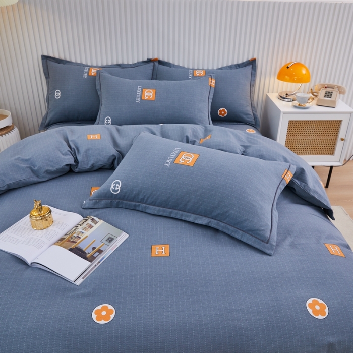 91家纺网 家纺一手货源 找家纺 杜先生 2023新款全棉加厚喷气活性磨毛系列四件套 景晨-灰