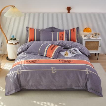 杜先生 2023新款全棉加厚喷气活性磨毛系列四件套 魅力生活-灰