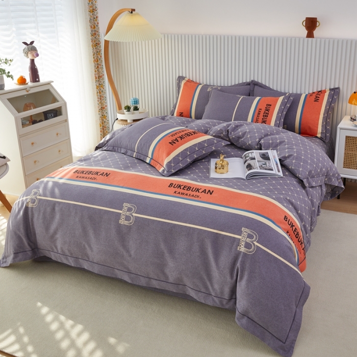 91家纺网 家纺一手货源 找家纺 杜先生 2023新款全棉加厚喷气活性磨毛系列四件套 魅力生活-灰