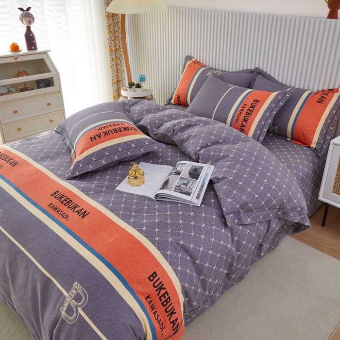 91家纺网 家纺一手货源 找家纺 杜先生 2023新款全棉加厚喷气活性磨毛系列四件套 魅力生活-灰