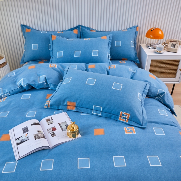 91家纺网 家纺一手货源 找家纺 杜先生 2023新款全棉加厚喷气活性磨毛系列四件套 梦幻空间-蓝