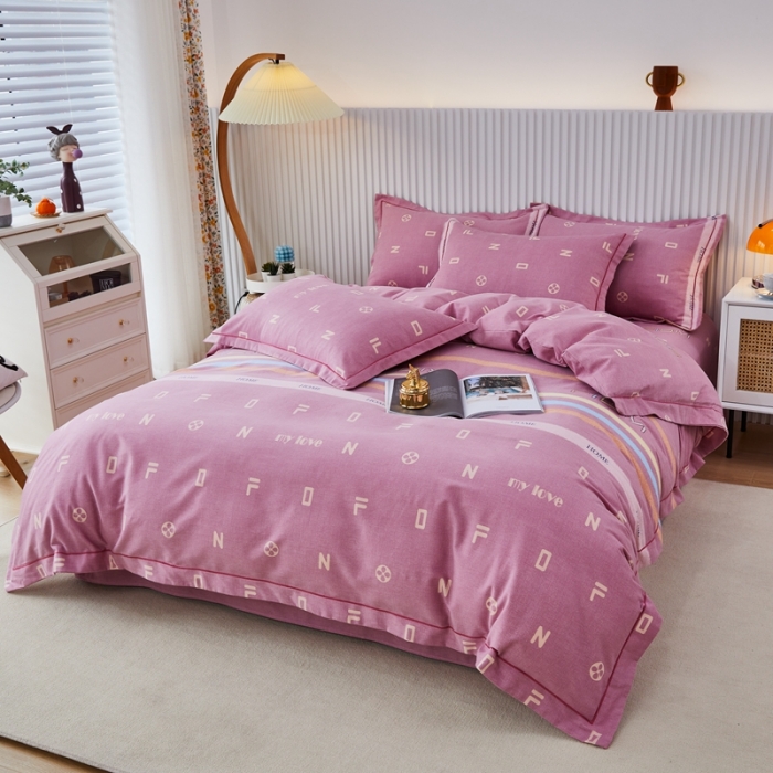 91家纺网 家纺一手货源 找家纺 杜先生 2023新款全棉加厚喷气活性磨毛系列四件套 名爵世家-豆沙