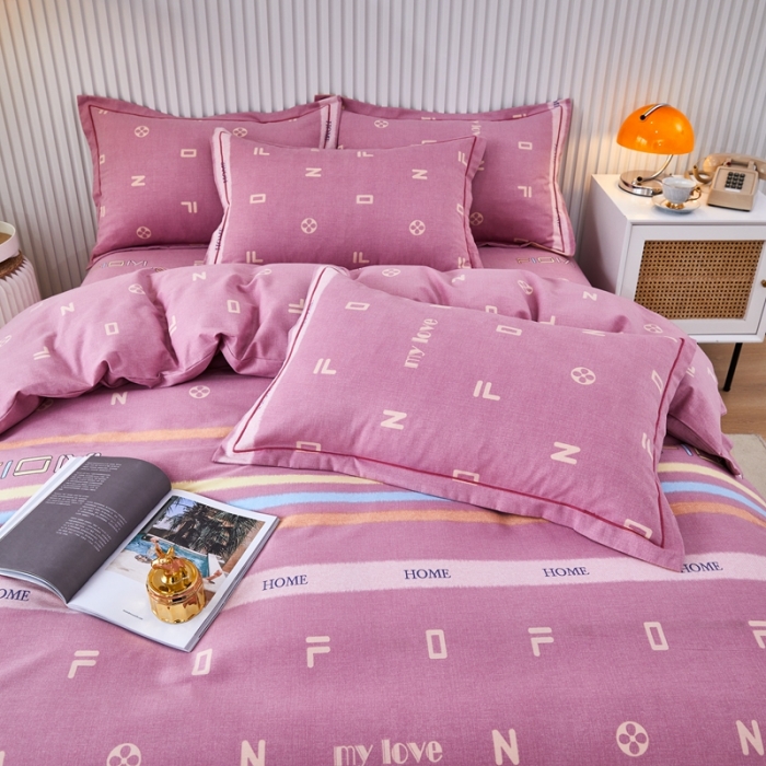 91家纺网 家纺一手货源 找家纺 杜先生 2023新款全棉加厚喷气活性磨毛系列四件套 名爵世家-豆沙