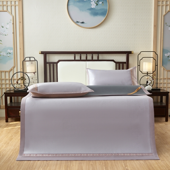 91家纺网 家纺一手货源 找家纺 席佬大 2025新款欧式冰藤绣花席 里威-紫