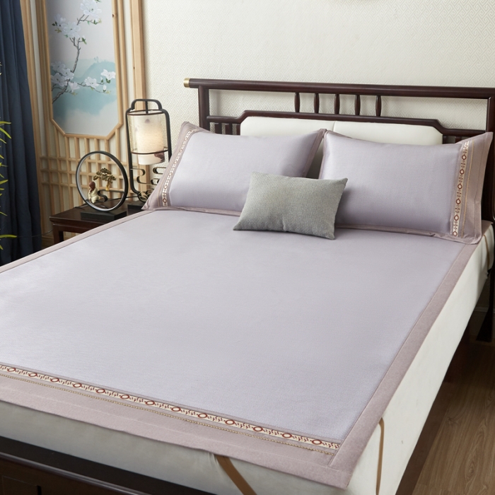 91家纺网 家纺一手货源 找家纺 席佬大 2025新款欧式冰藤绣花席 里威-紫