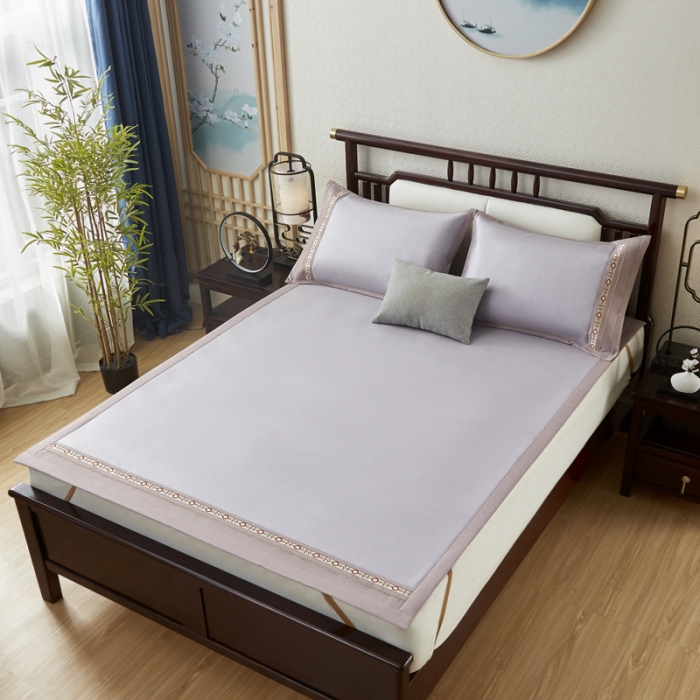 91家纺网 家纺一手货源 找家纺 席佬大 2025新款欧式冰藤绣花席 里威-紫