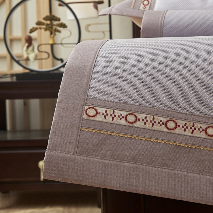 91家纺网 家纺一手货源 找家纺 席佬大 2025新款欧式冰藤绣花席 里威-紫