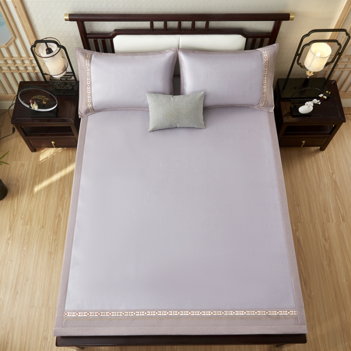 91家纺网 家纺一手货源 找家纺 席佬大 2025新款欧式冰藤绣花席 里威-紫