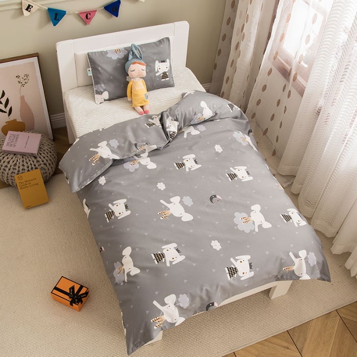 91家纺网 家纺一手货源 找家纺 良佐生活2022新款定制60支卡通儿童被套 灰象宁宁
