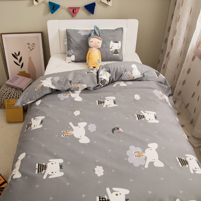 91家纺网 家纺一手货源 找家纺 良佐生活2022新款定制60支卡通儿童被套 灰象宁宁