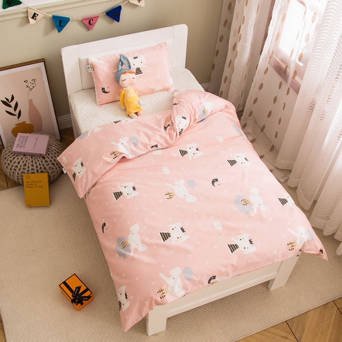 91家纺网 家纺一手货源 找家纺 良佐生活2022新款定制60支卡通儿童被套 粉象安安