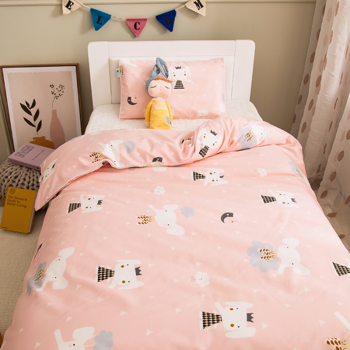 91家纺网 家纺一手货源 找家纺 良佐生活2022新款定制60支卡通儿童被套 粉象安安