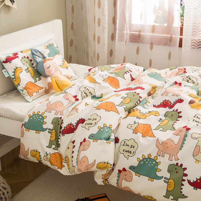 91家纺网 家纺一手货源 找家纺 良佐生活2022新款定制60支卡通儿童被套 恐龙派对