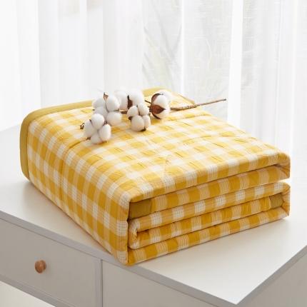 91家纺网 家纺一手货源 找家纺 格子铺 2023新款全棉水洗棉大豆被夏被橘黄格